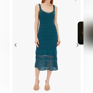 Vince Teal Crochet Midi Dress